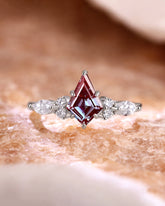LYRA Unique Alexandrite Kite Cut Three Sides Stone Engagement Ring